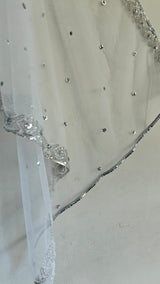 White SIlver Net dupatta