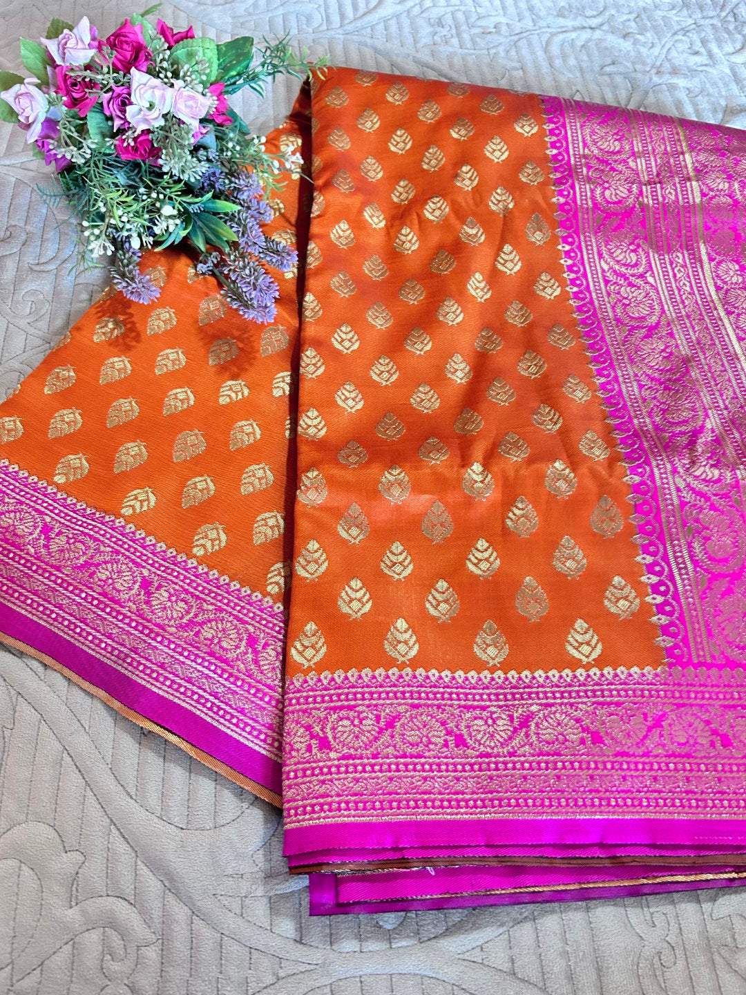 Pink Orange Sari