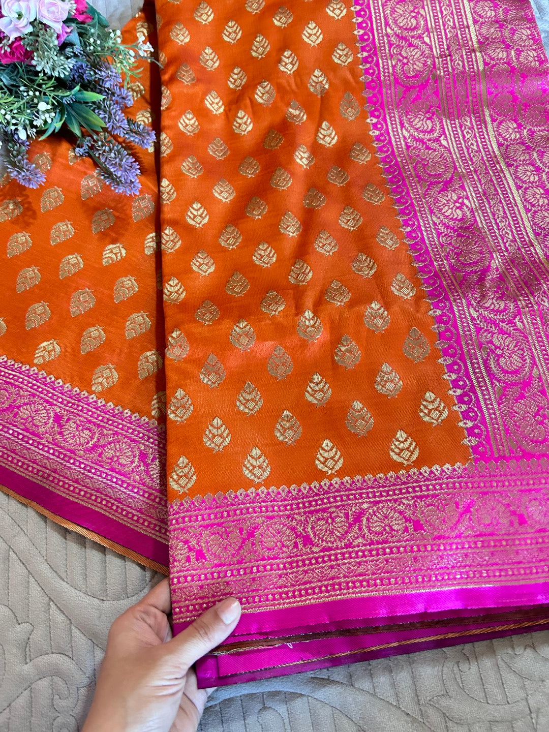 Pink Orange Sari