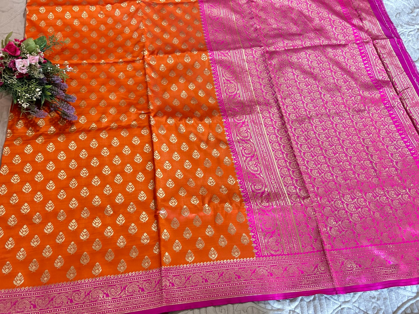 Pink Orange Sari