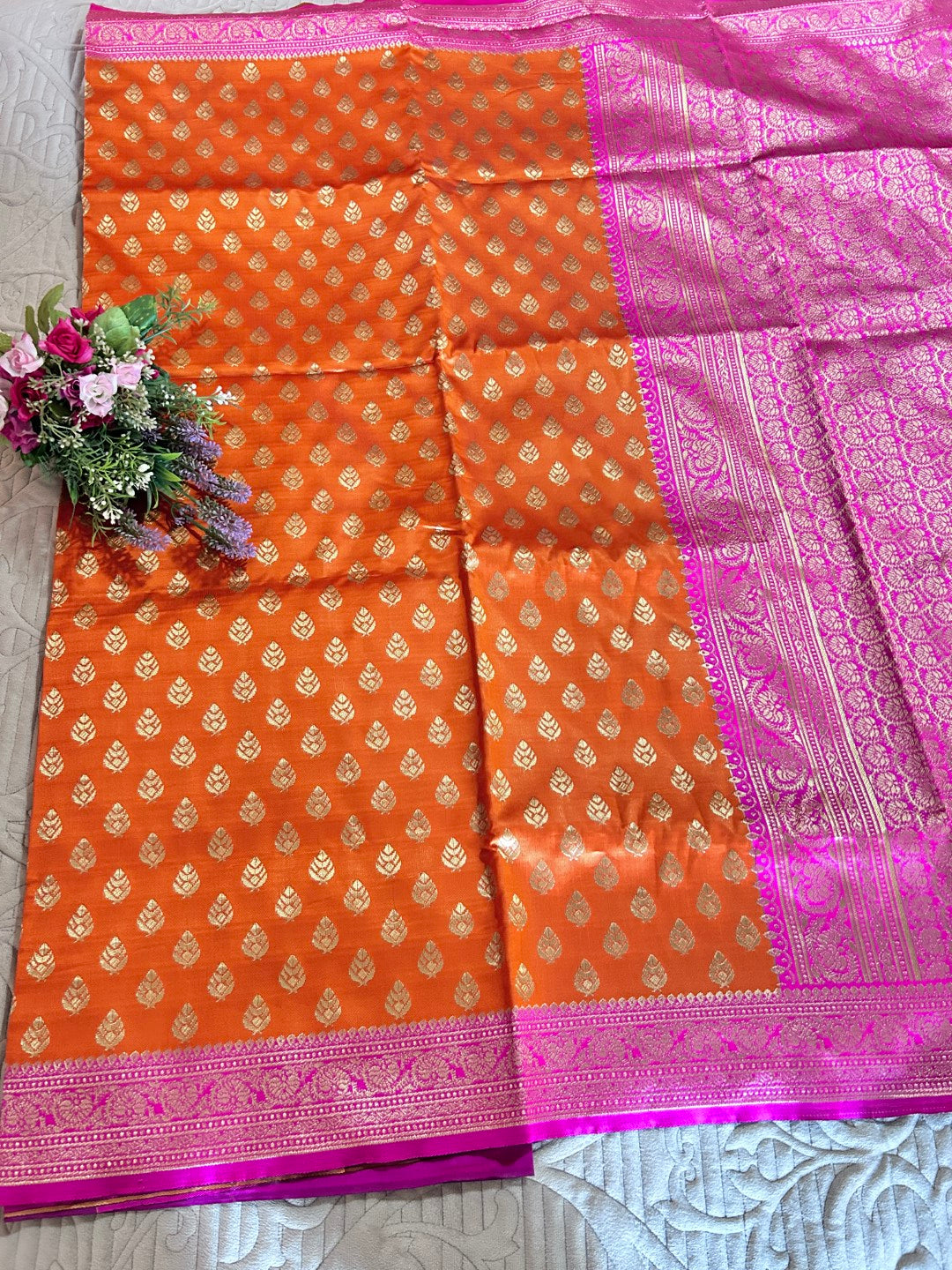 Pink Orange Sari