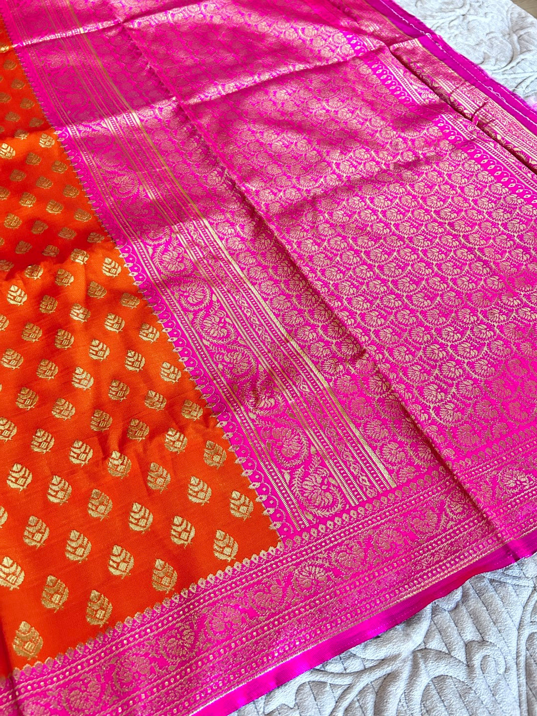 Pink Orange Sari