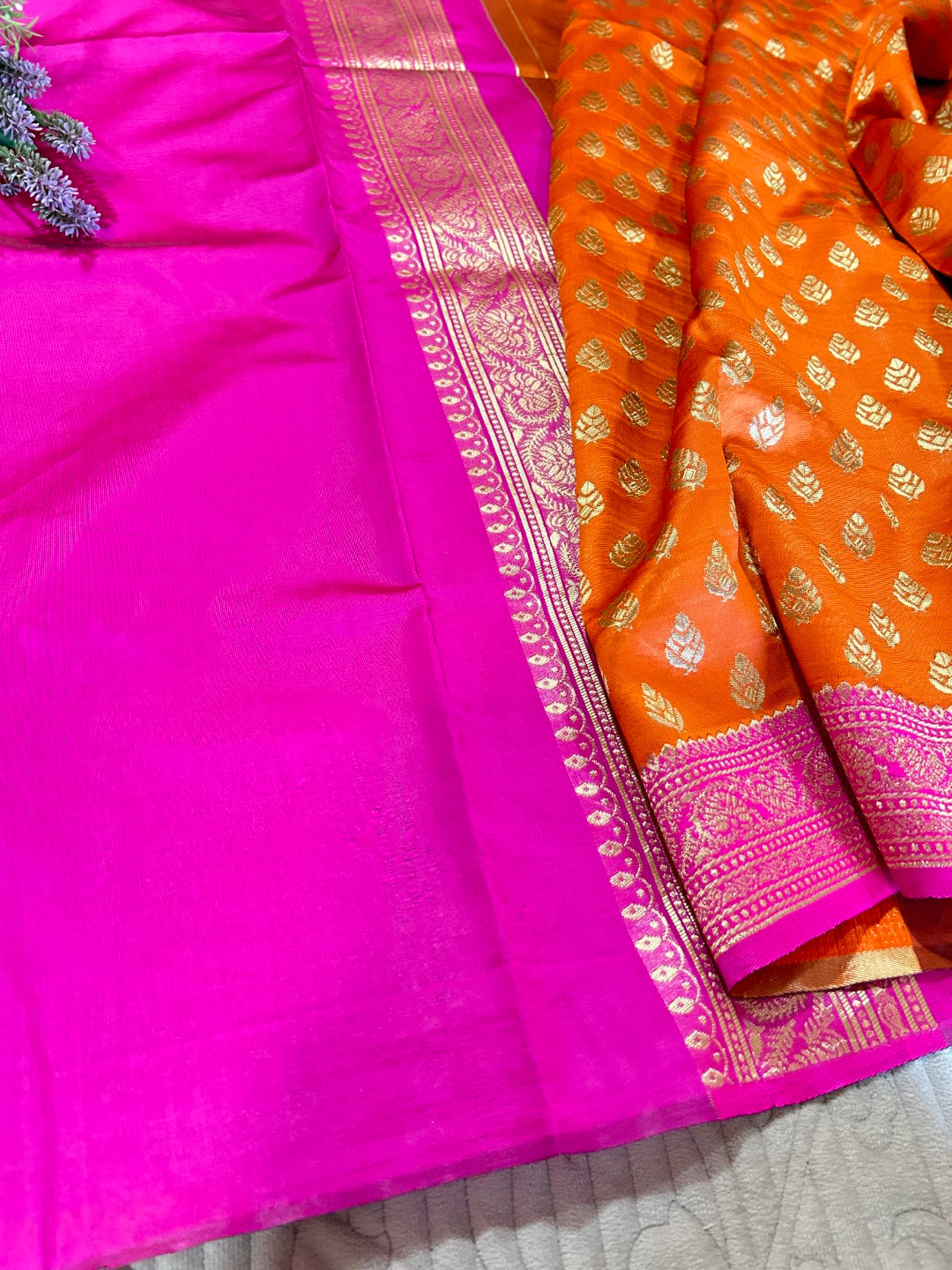 Pink Orange Sari