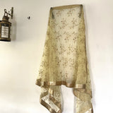 Pastel Yellow Net beaded border dupatta