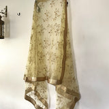 Pastel Yellow Net beaded border dupatta