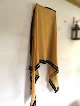 Yellow georgette dupatta with black velvet border