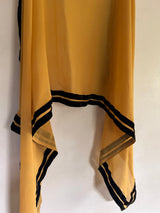 Yellow georgette dupatta with black velvet border