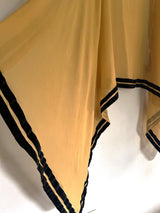 Yellow georgette dupatta with black velvet border