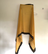 Yellow georgette dupatta with black velvet border