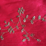 Red Sequin embroidered Raw Silk