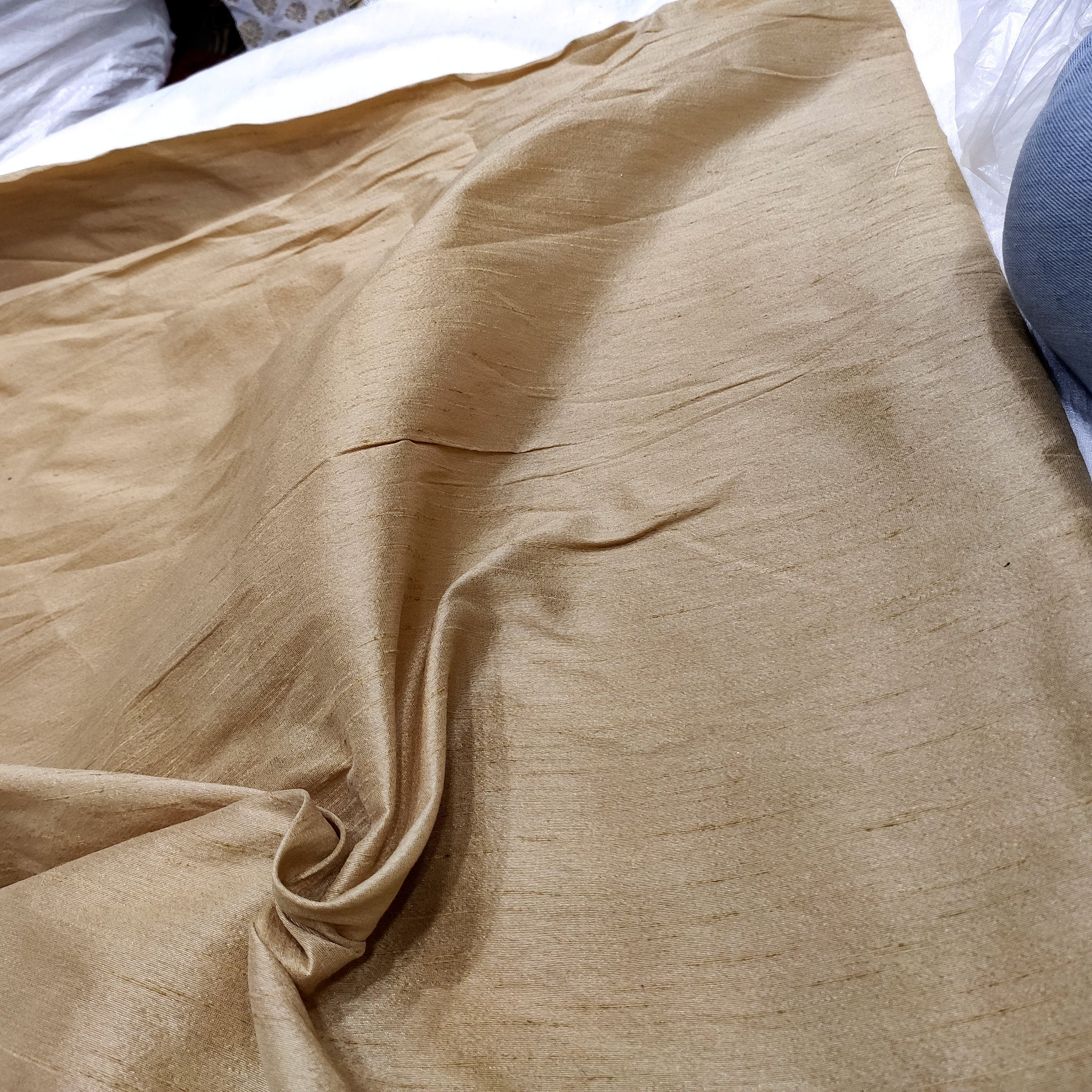 Golden Semi Raw Silk Fabric