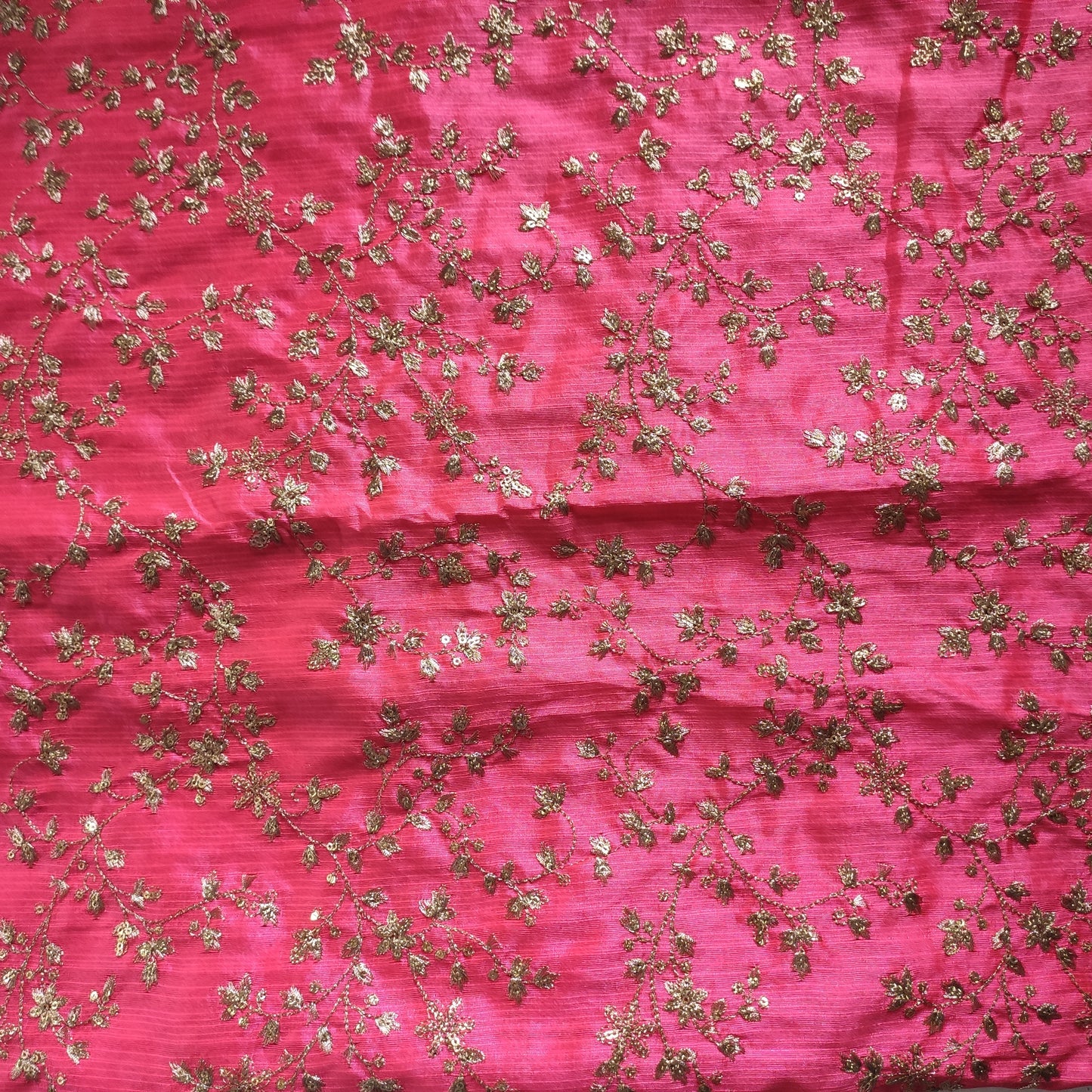Pink Sequin embroidered Raw Silk