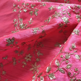 Pink Sequin embroidered Raw Silk