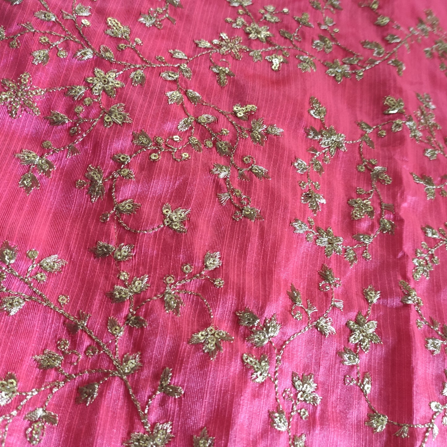 Pink Sequin embroidered Raw Silk