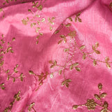 Pink Sequin embroidered Raw Silk