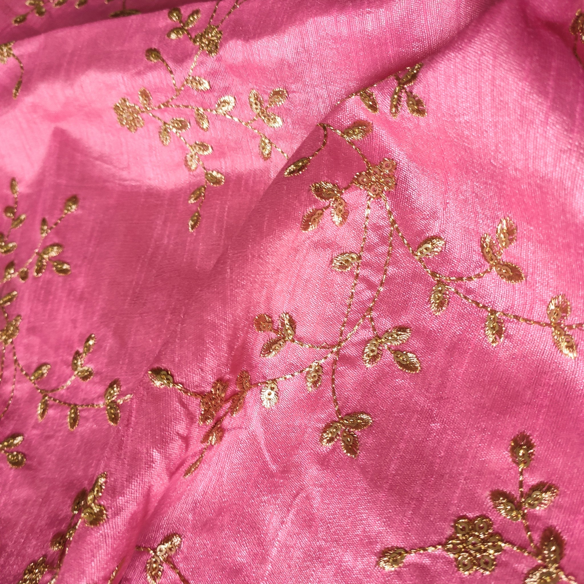 Pink Sequin embroidered Raw Silk