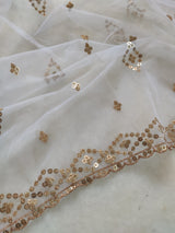 White dupatta with Gold sequins border