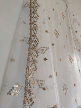 White dupatta with Gold sequins border