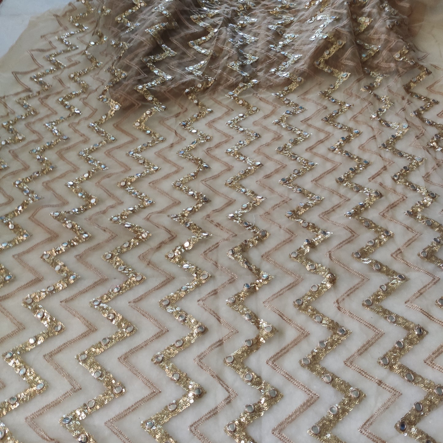 Gold Sequin blouse net fabric
