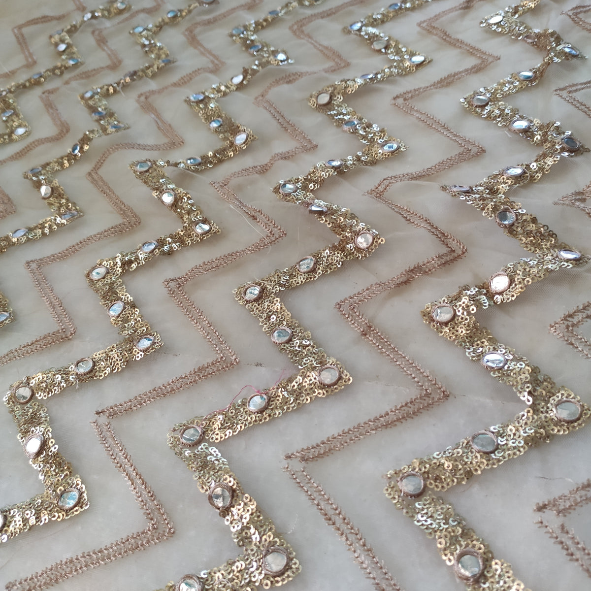 Gold Sequin blouse net fabric