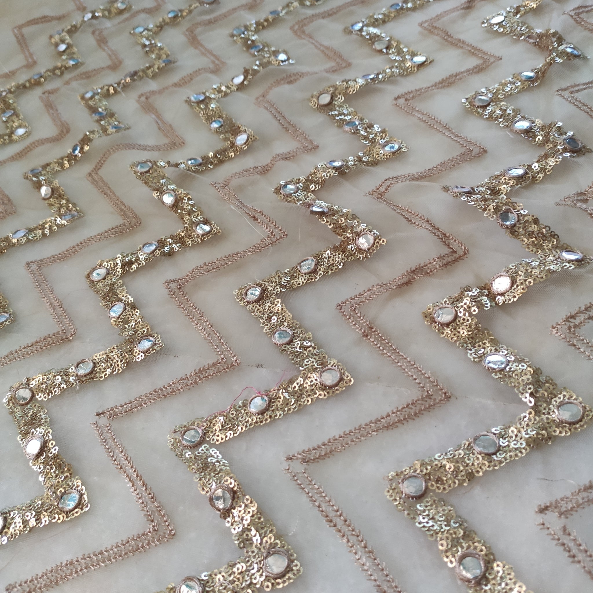Gold Sequin blouse net fabric