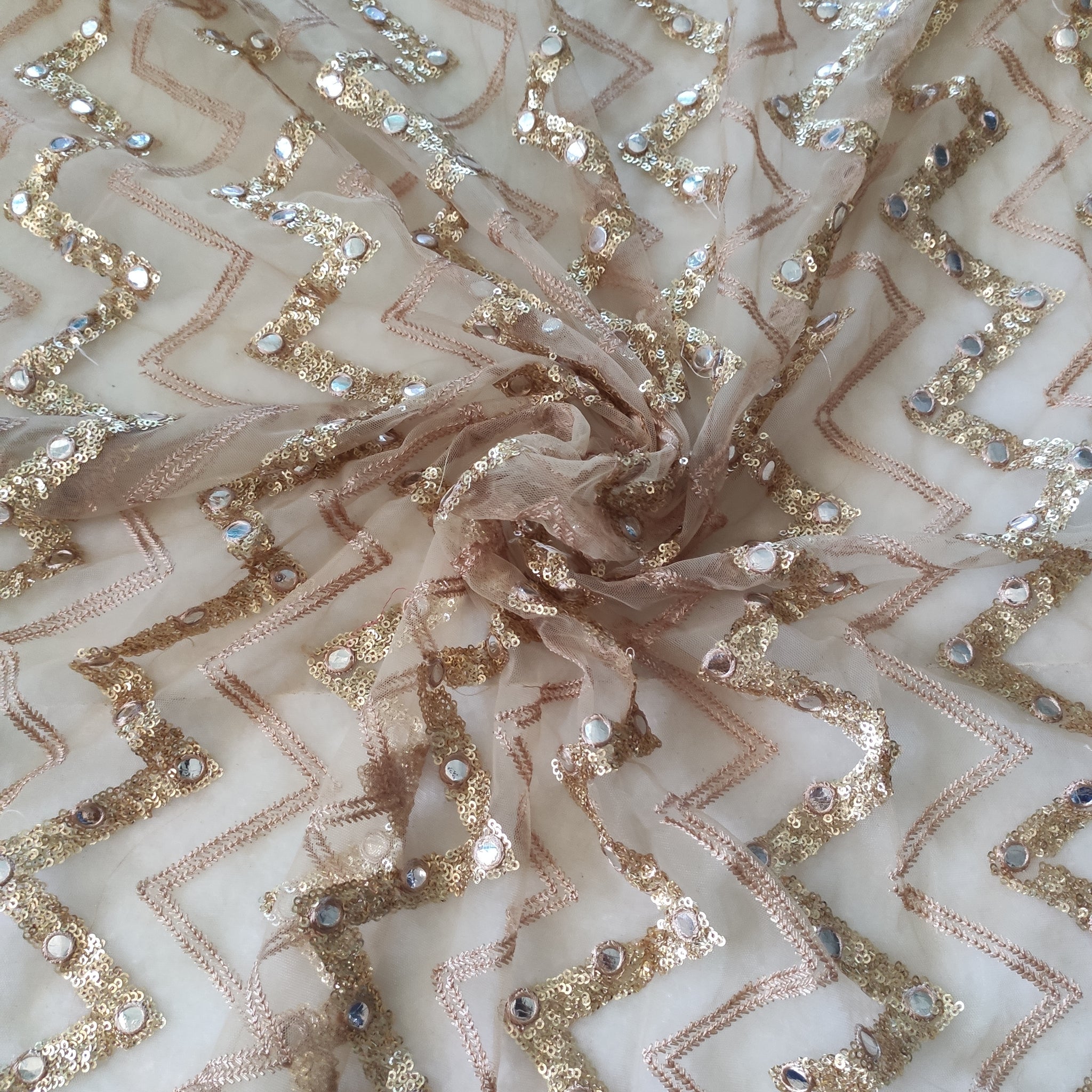 Gold Sequin blouse net fabric