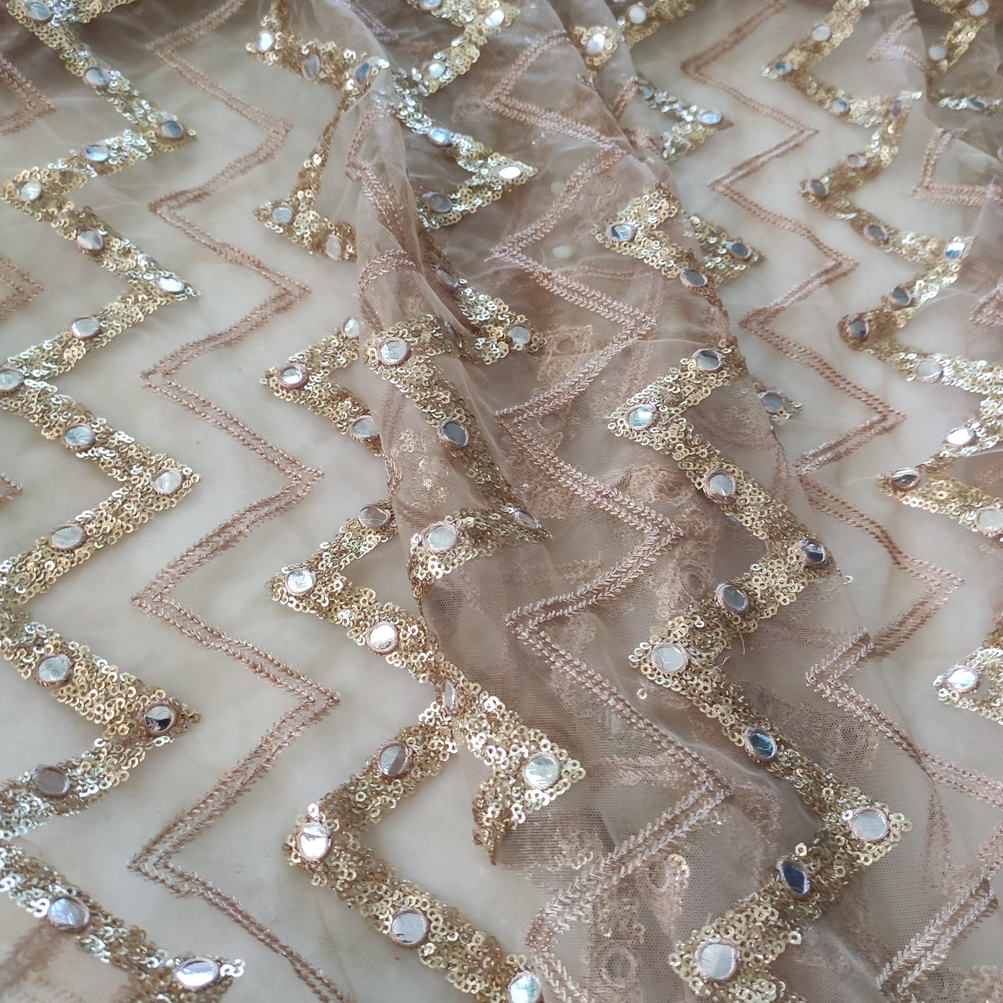 Gold Sequin blouse net fabric