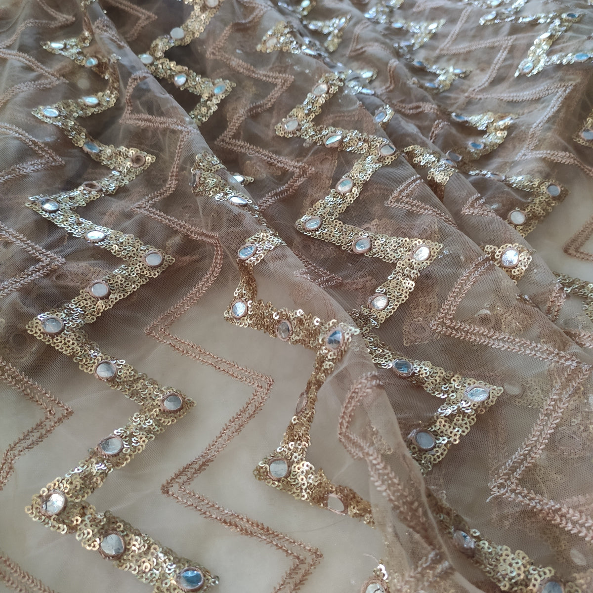 Gold Sequin blouse net fabric