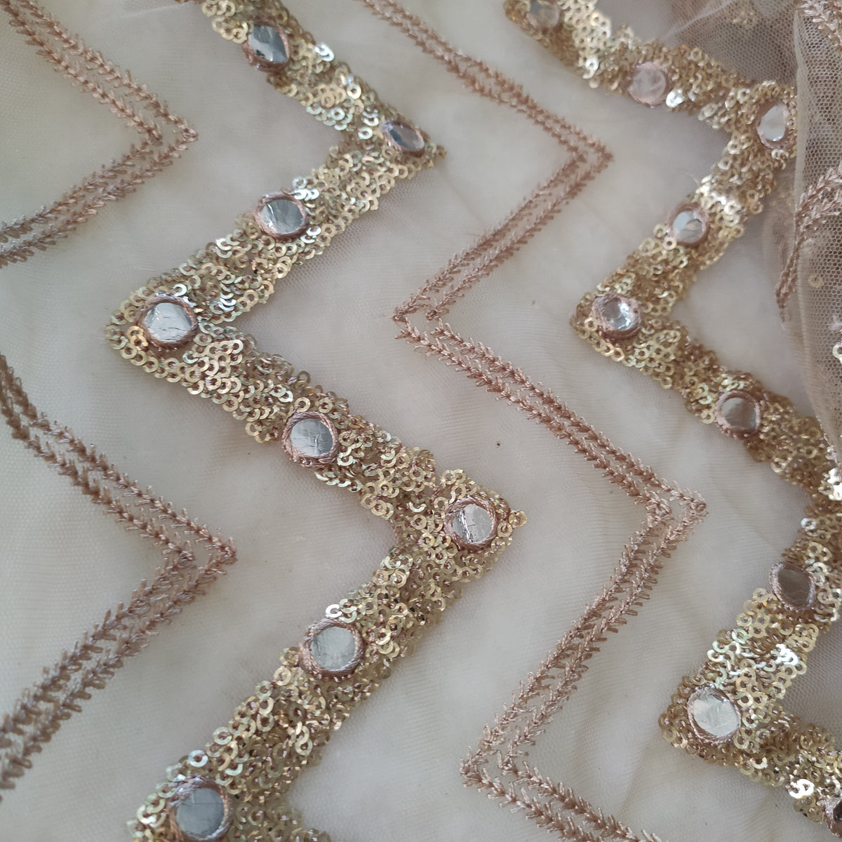 Gold Sequin blouse net fabric