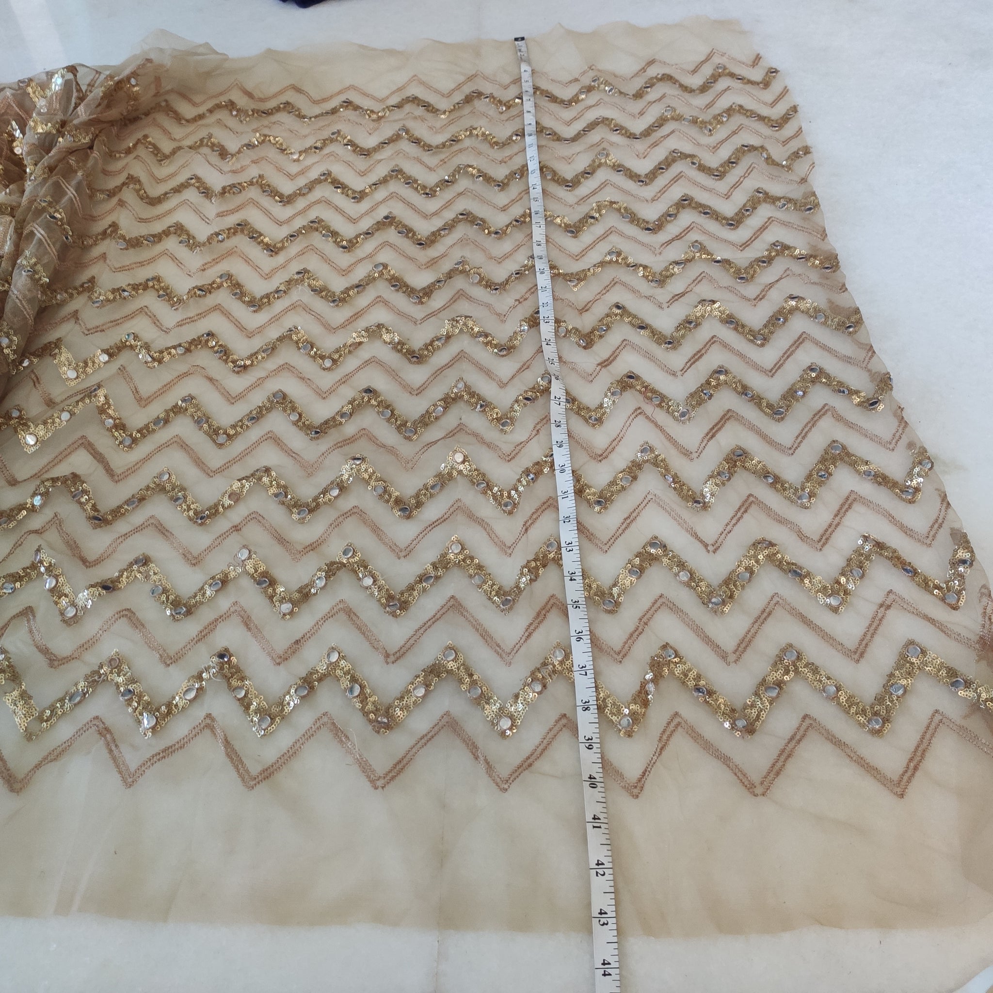 Gold Sequin blouse net fabric