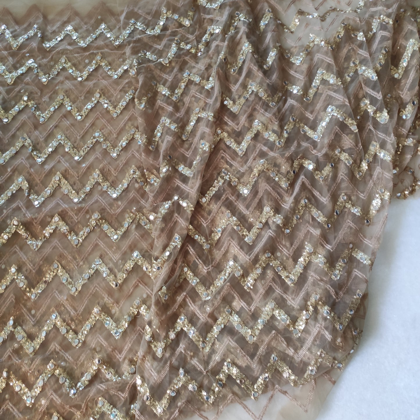 Gold Sequin blouse net fabric