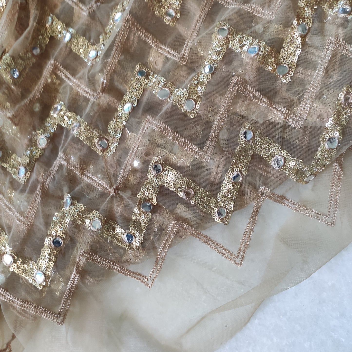 Gold Sequin blouse net fabric