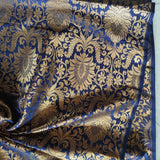 Navy blue Gold Banarasi Brocade fabric