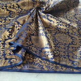 Navy blue Gold Banarasi Brocade fabric
