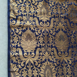 Navy blue Gold Banarasi Brocade fabric
