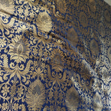 Navy blue Gold Banarasi Brocade fabric