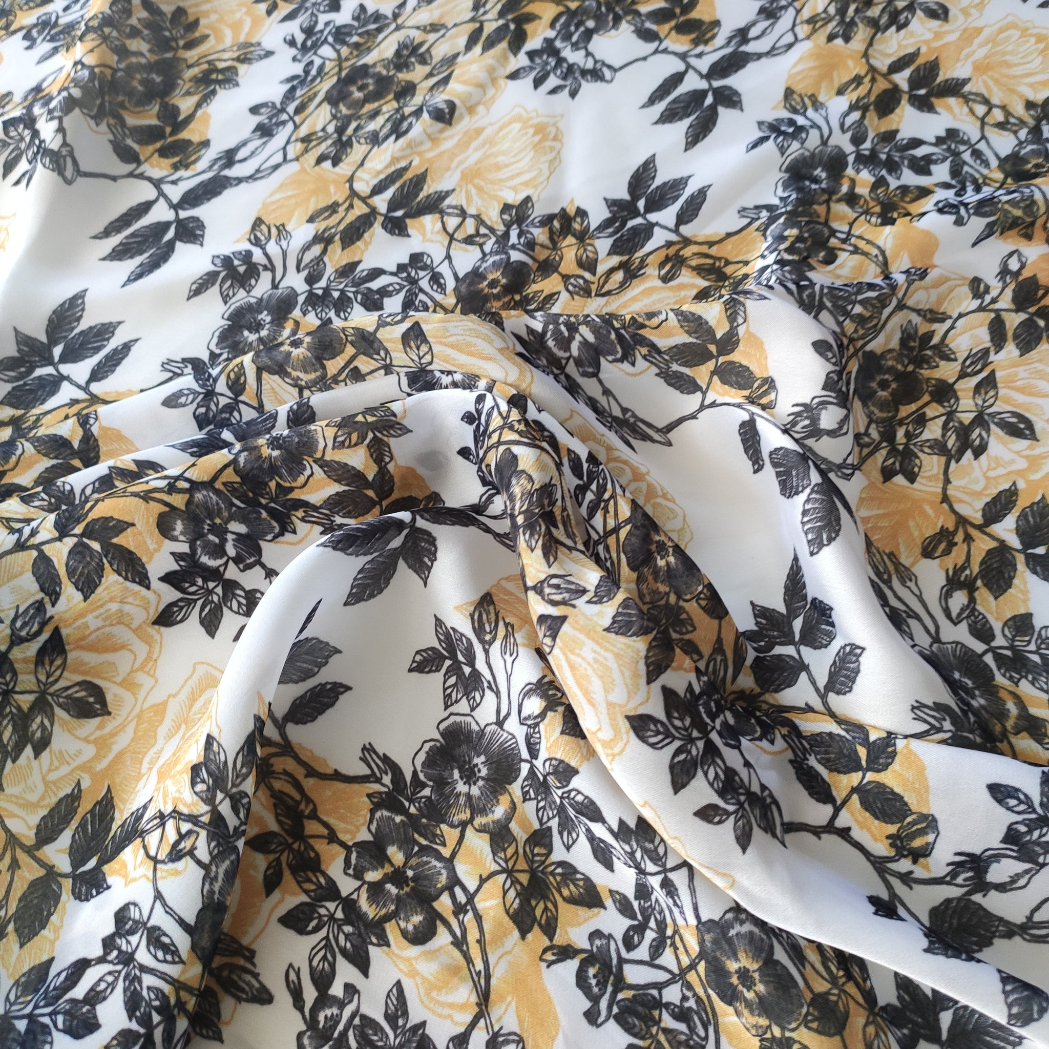 Floral Printed Satin Georgette fabric