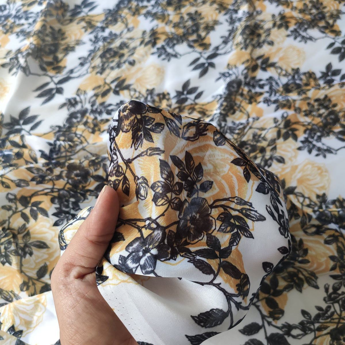 Floral Printed Satin Georgette fabric