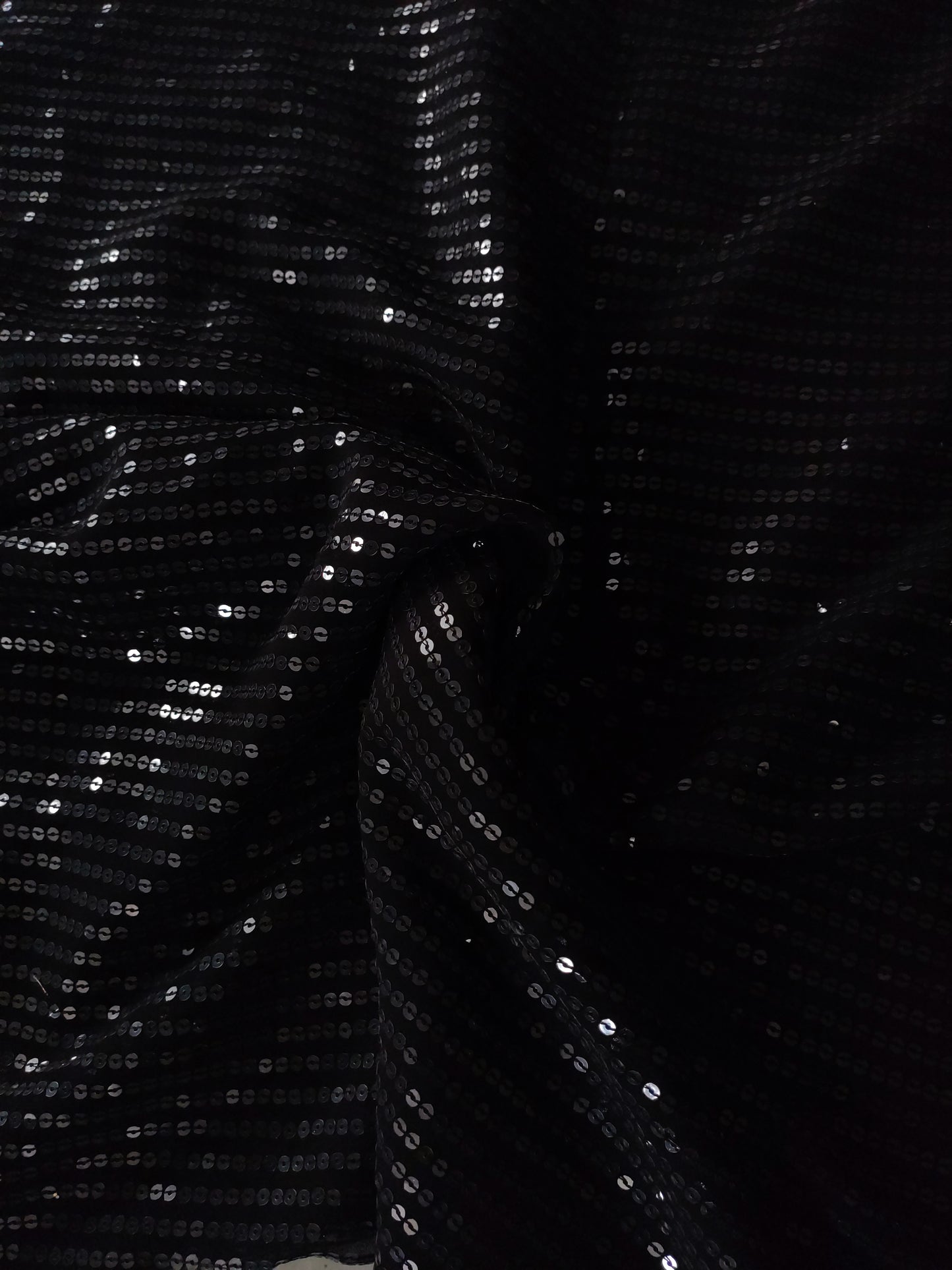 Black Transparent Sequin embroidered fabric