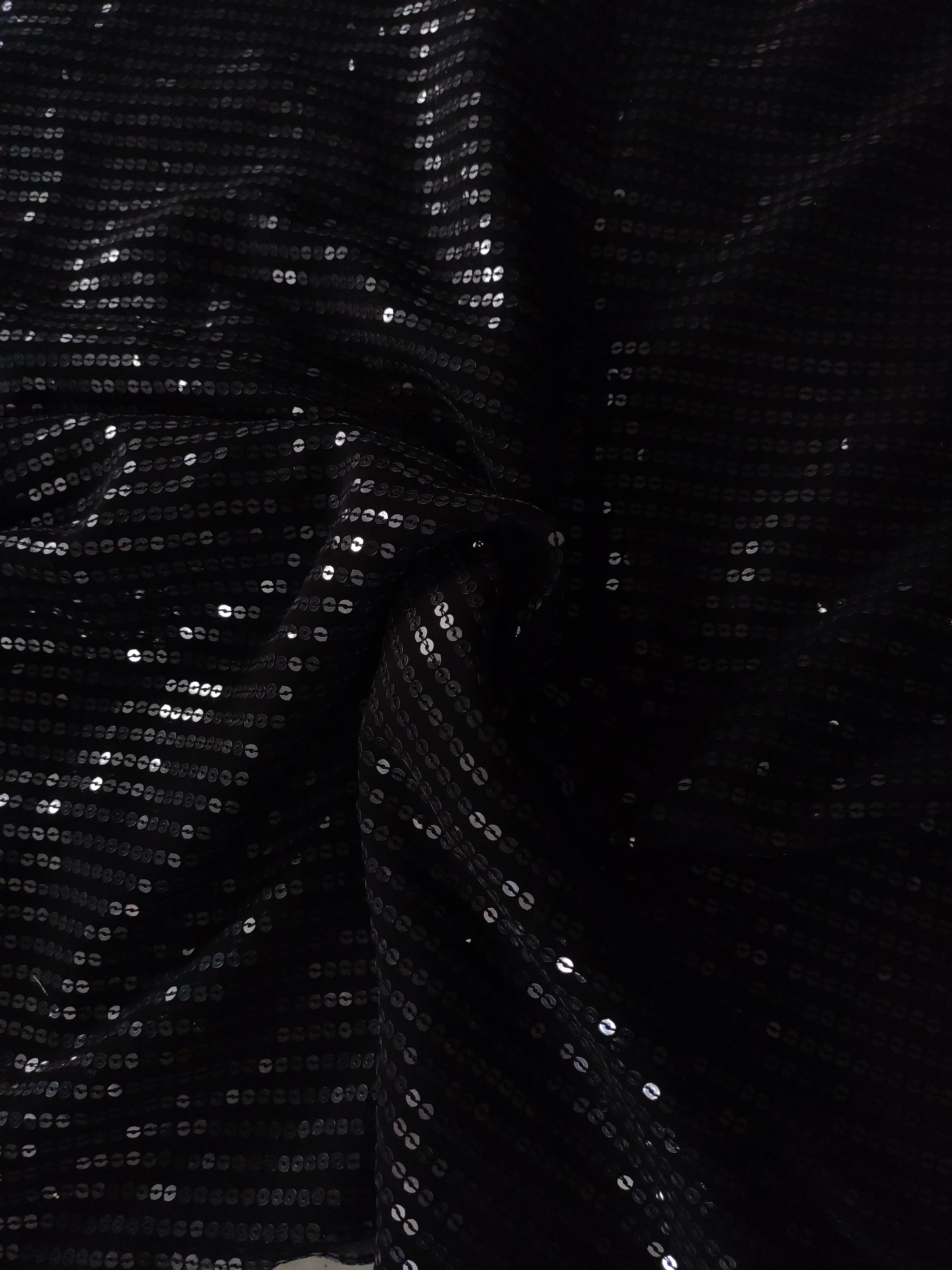 Black Transparent Sequin embroidered fabric