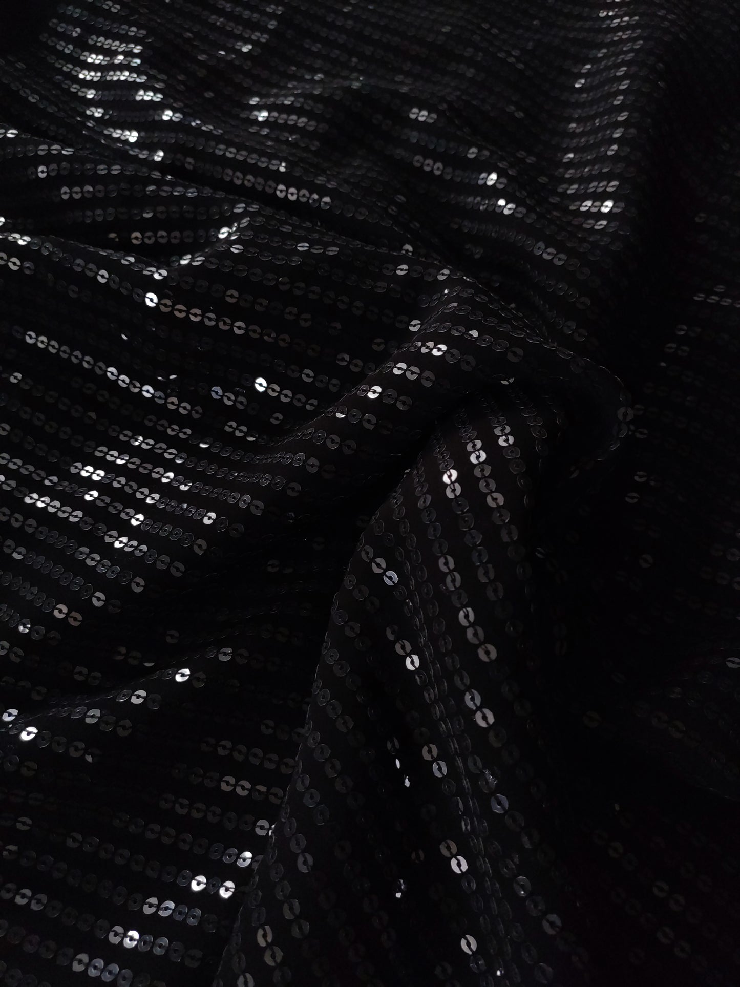 Black Transparent Sequin embroidered fabric