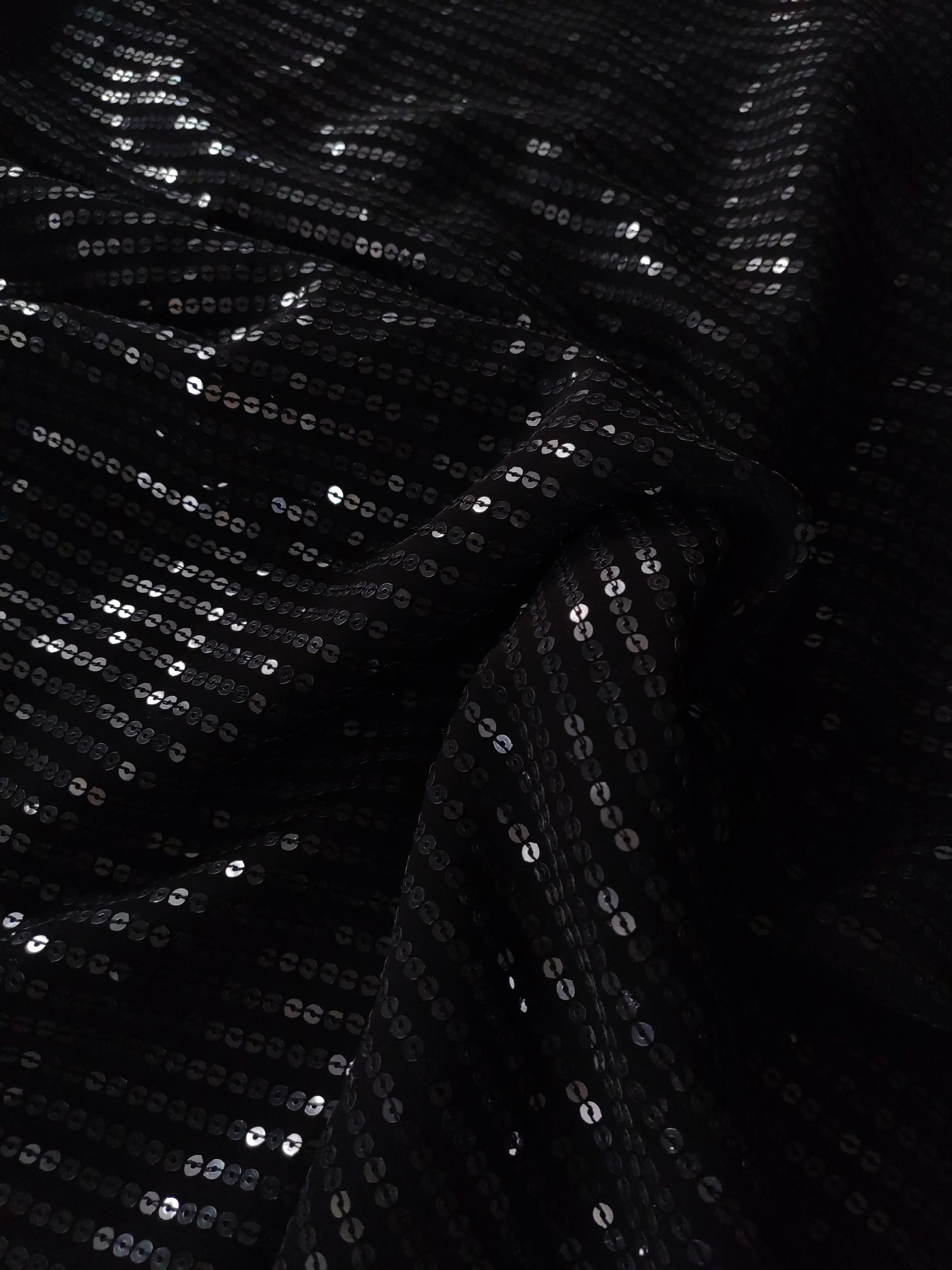 Black Transparent Sequin embroidered fabric