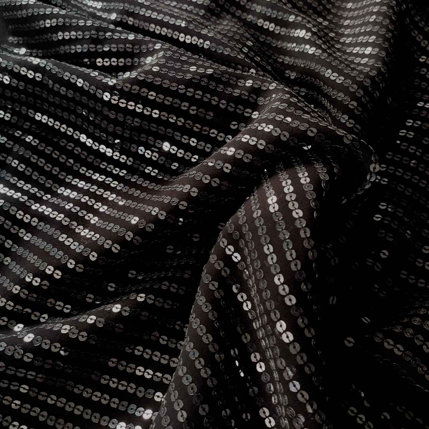 Black Transparent Sequin embroidered fabric