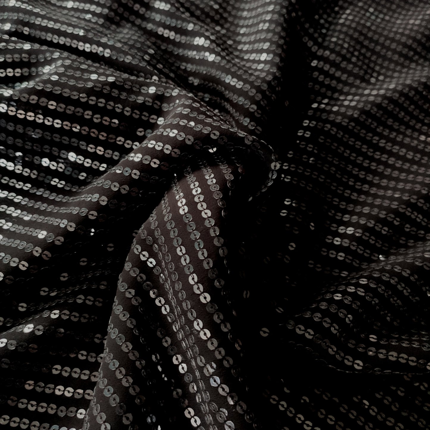Black Transparent Sequin embroidered fabric