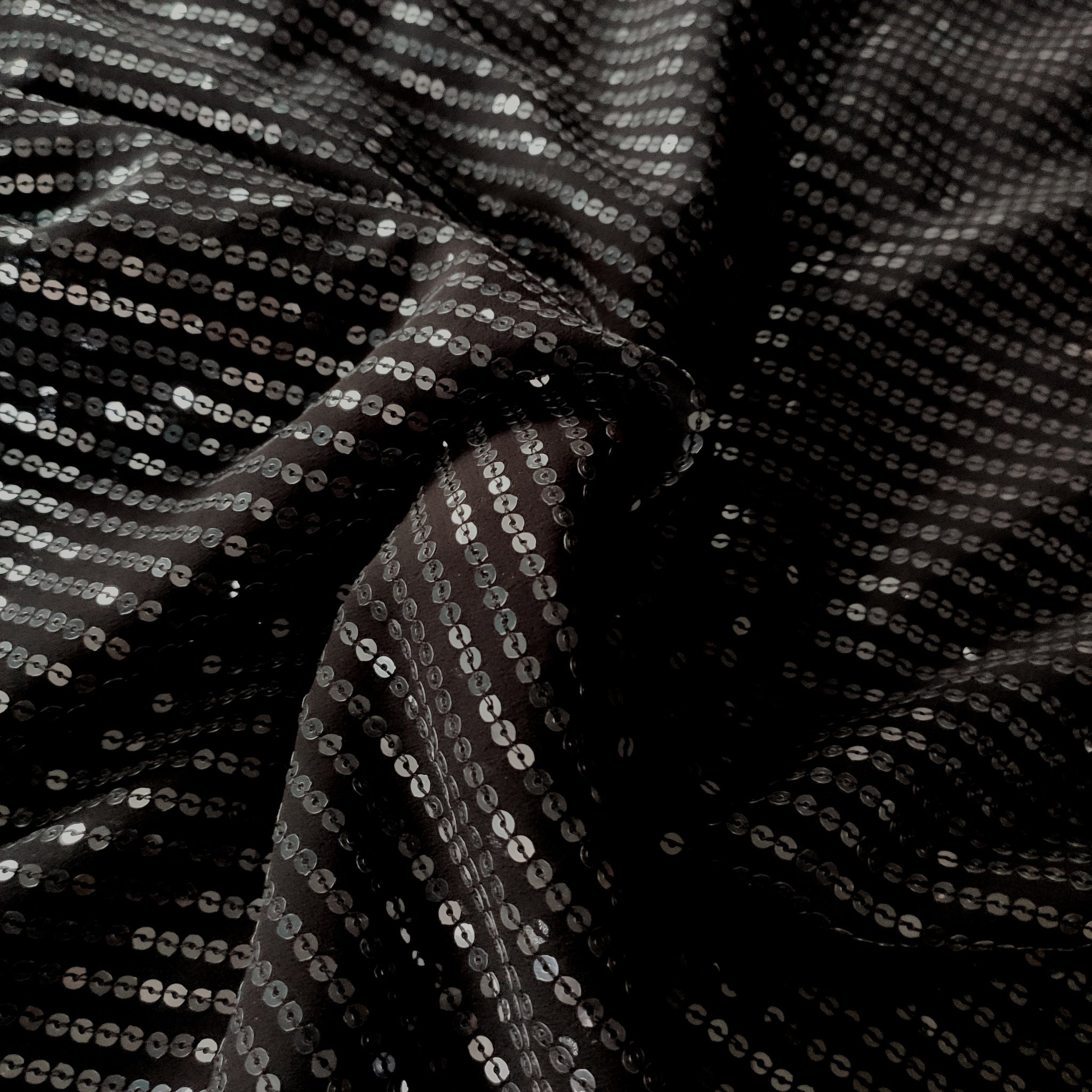 Black Transparent Sequin embroidered fabric
