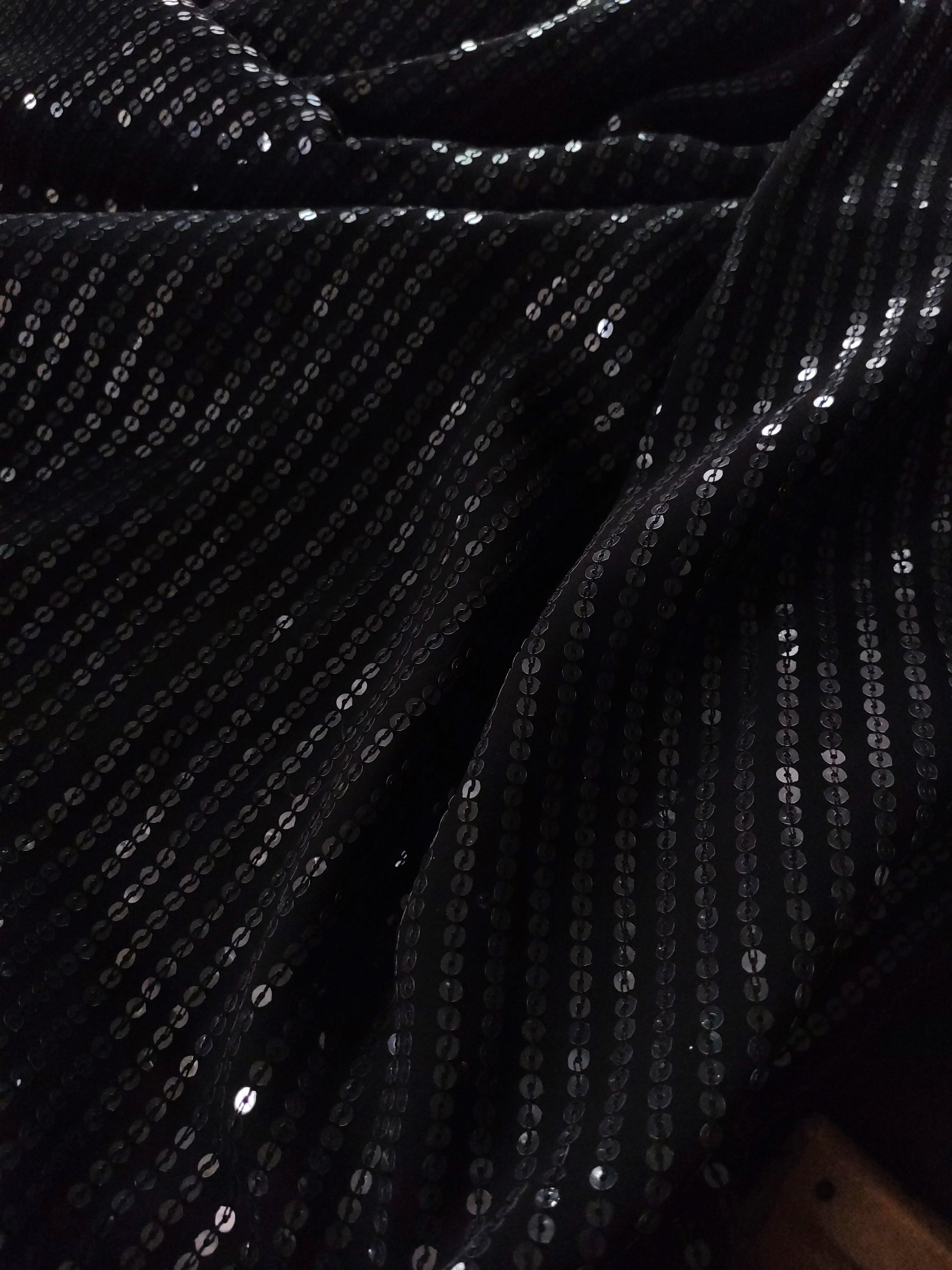 Black Transparent Sequin embroidered fabric