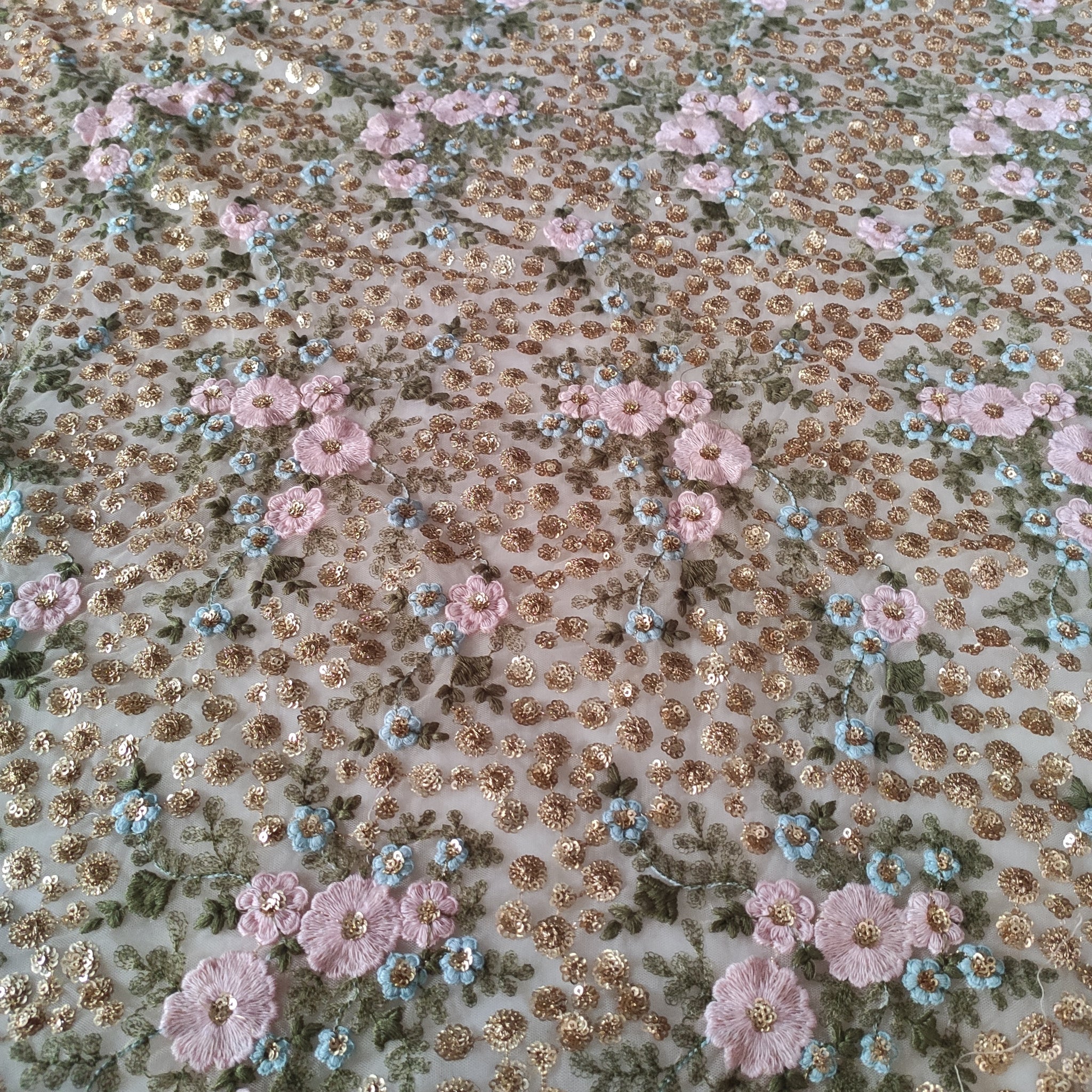 Floral Sequin blouse net fabric