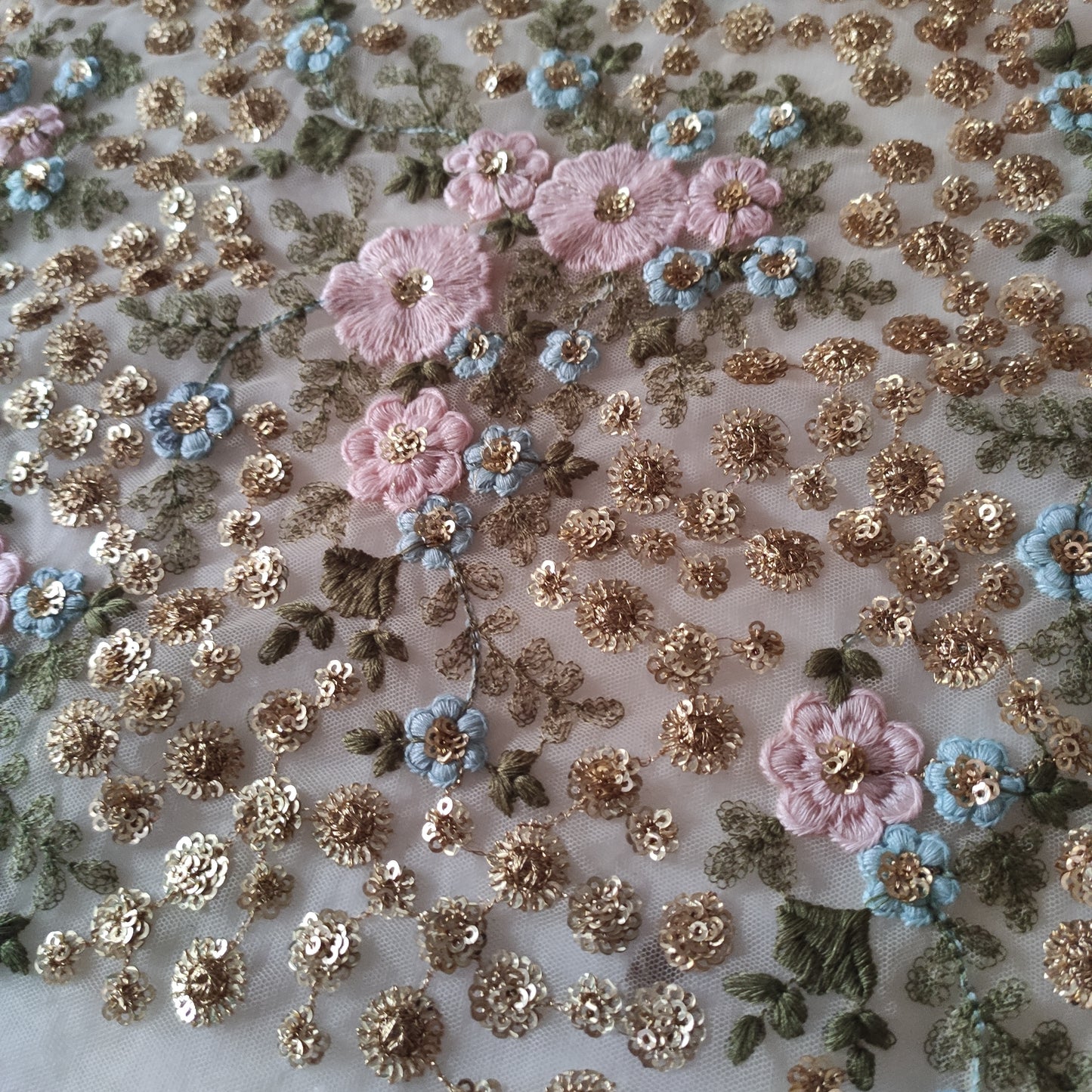 Floral Sequin blouse net fabric