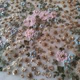 Floral Sequin blouse net fabric