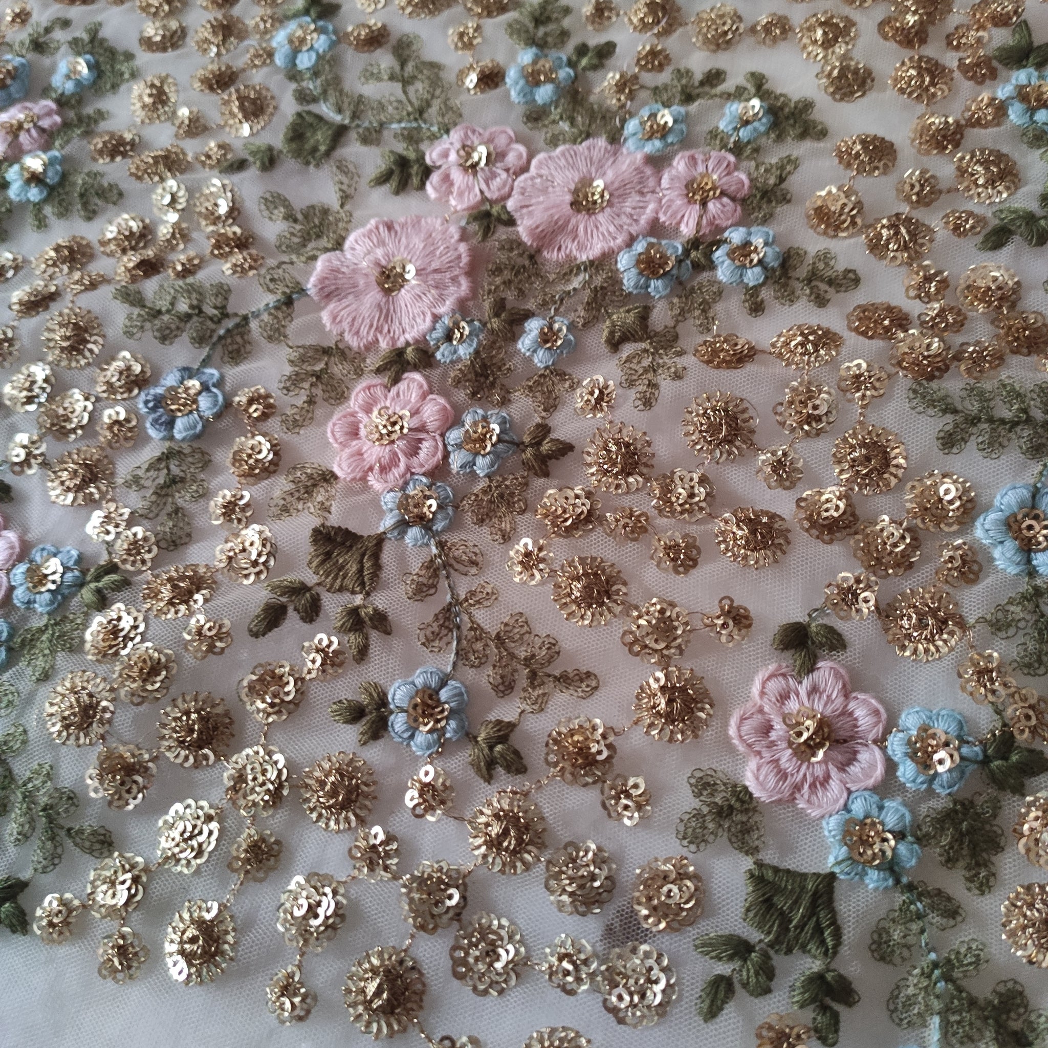 Floral Sequin blouse net fabric